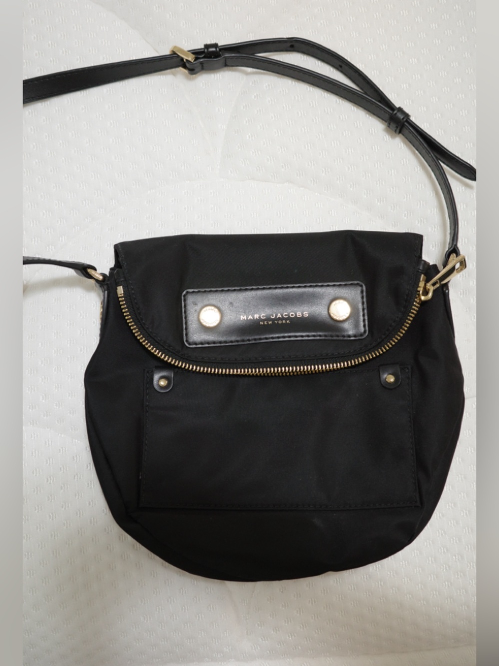 Marc Jacobs Black Nylon Shoulder/Crossbody Bag with Gold Accents